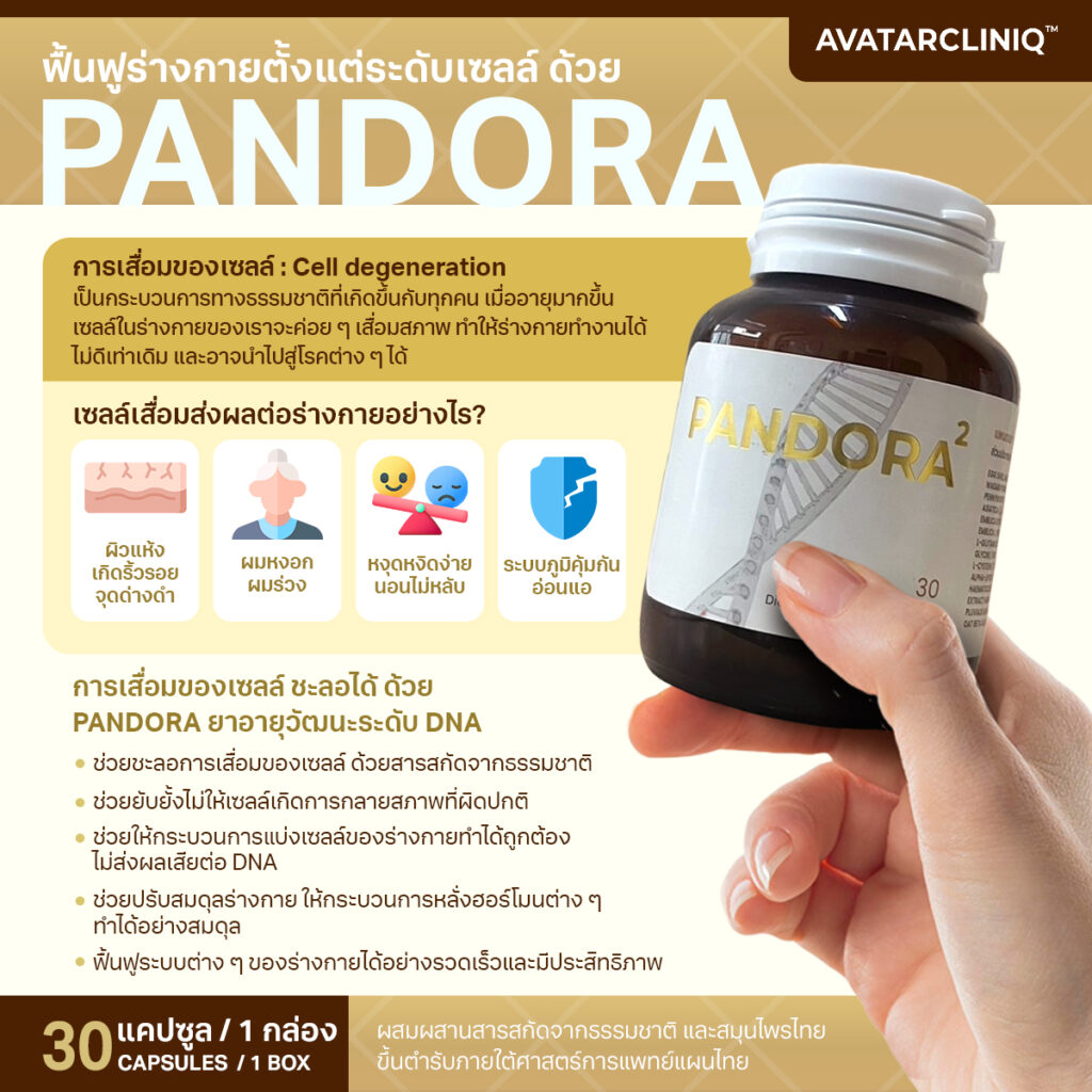 Pandora ฟื้นฟูร่างกายตั้งแต่เซลล์ ชะลอการเสื่อมของเวลล์ด้วย Pandora ยาอายุวัฒนะระดับ DNA